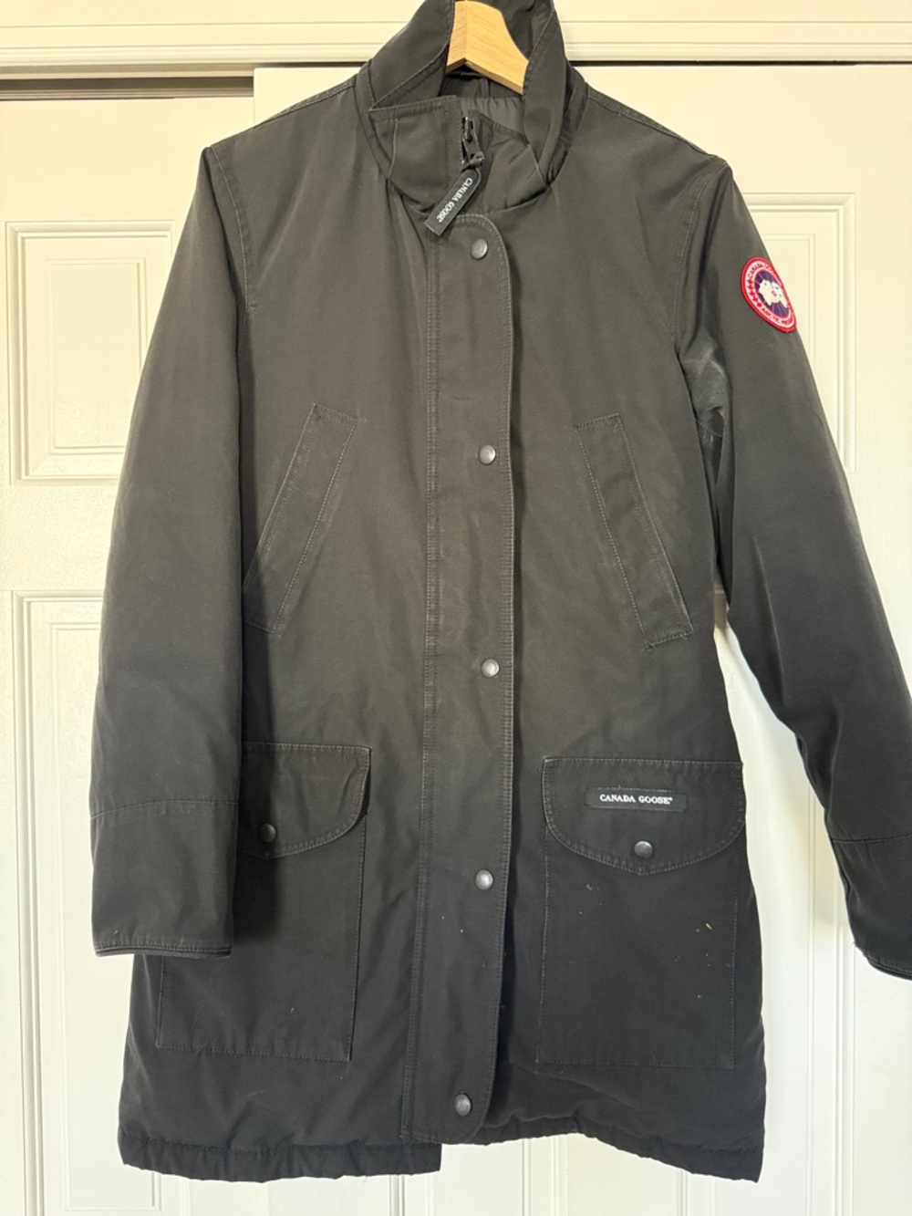 Canada Goose Black Mid-Length Trench with Signature Patch
